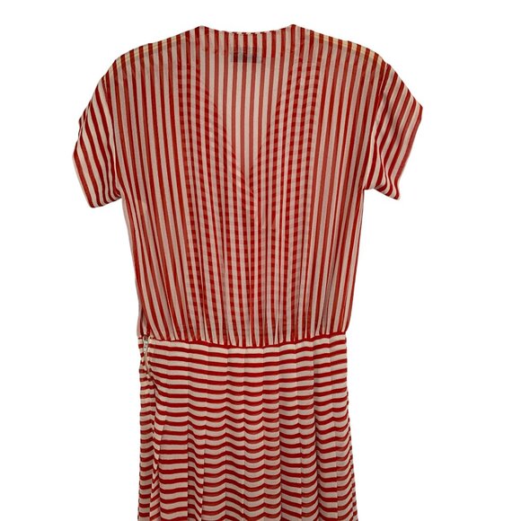 Vintage 80s Albert Nipon Red Striped Nautical Size 6 Dress RD10708 USA - Picture 8 of 12
